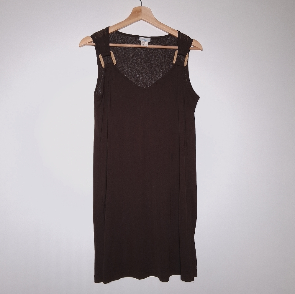 Krista semi-sheer swim Coverup Dress Vintage Brown Y2K women’s Size Large